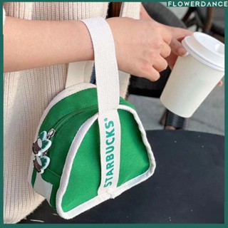 Starbucks Mini Triangle Bag Lunch Bag Canvas Large Capacity Mothers Bag Popular New Canvas Lunch Bag Handbag ดอกไม้