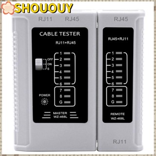 Shououy RJ45 เครื่องทดสอบสายเคเบิลเครือข่ายอีเธอร์เน็ต สีขาว สําหรับ RJ45 RJ11 RJ12 Cat5 Cat5e Cat6 Cat6a Cat7 UTP USB LAN