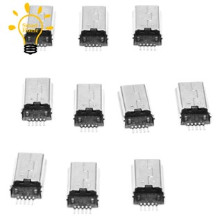 ปลั๊กแจ็คเชื่อมต่อบัดกรี Mini USB Type B ตัวผู้ 180 องศา 5-Pin SMD SMT 10 ชิ้น