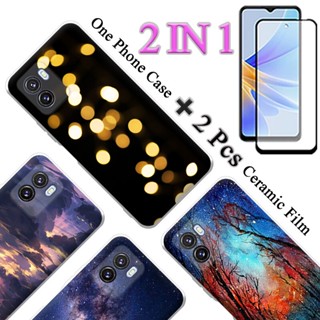 2 IN 1 VIVO Y15A Y15S เคสนิ่ม พิมพ์ลาย พร้อมตัวป้องกันหน้าจอเซรามิค แบบโค้ง