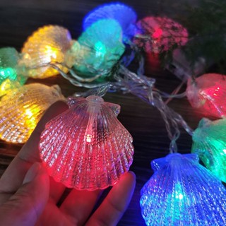 1.5 เมตร เปลือกหอยสี 3 เมตรเทพนิยายพวงหรีดไฟ LED เชลล์สตริงต้นคริสต์มาสแต่งงานบ้านตกแต่งในร่มไฟวันหยุดแบตเตอรี่ขับเคลื่อน