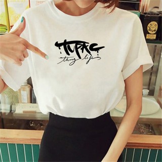 เสื้อยืด พิมพ์ลายมังงะ Tupac ตลก สําหรับผู้หญิง y2k