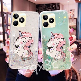 เคสโทรศัพท์มือถือใส แบบนิ่ม ลายการ์ตูนยูนิคอร์น มีป็อบอัพ สําหรับ Realme 11 Pro+ 10T 10 Pro 5G Coca-Cola Edition C53 C55 NFC 4G