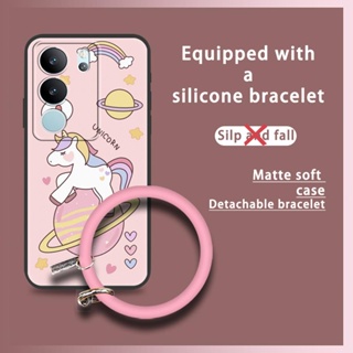 texture funny Phone Case For VIVO S17 Pro/S17 simple advanced cartoon soft shell hang wrist taste solid color dust-proof