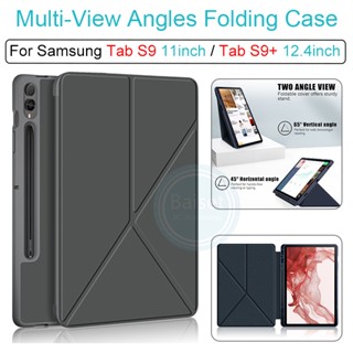 เคส TPU นิ่ม ปิดด้านหลัง แบบพับได้ หลายมุม สําหรับ Samsung Tab S9 11 นิ้ว X710 X716B X718U S9+ S9 Plus 12.4 นิ้ว X810 X816U