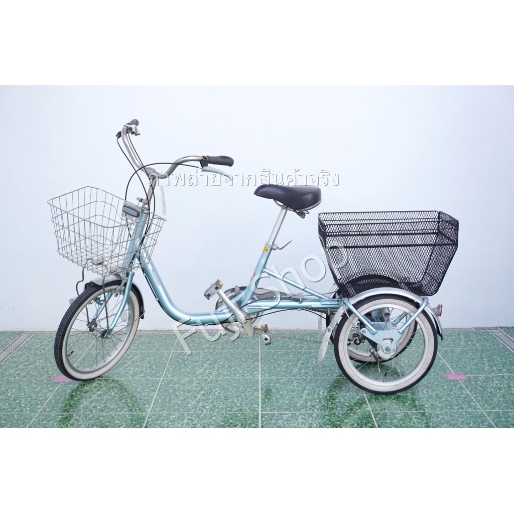 จักรยานสามล้อญี่ปุ่น - ล้อ 18 / 16 นิ้ว - มีเกียร์ - อลูมิเนียม - Bridgestone - สีฟ้า [จักรยานมือสอง]