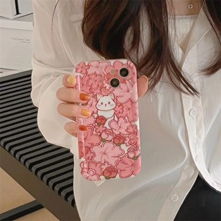 Niche เคสโทรศัพท์มือถือ ซิลิโคนนิ่ม กันกระแทก ลายการ์ตูนแมว ดอกไม้น่ารัก เรียบง่าย สําหรับ Iphone 14promax 13 12 11 14 13promax 13