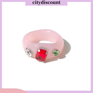 &lt;citydiscount&gt; แหวนอะคริลิค ประดับพลอยเทียม เครื่องประดับ สําหรับผู้หญิง ปาร์ตี้ ของขวัญ