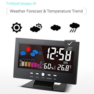 Trillioncatalpa นาฬิกาปลุกดิจิทัล หน้าจอ LCD มีไฟแบ็คไลท์ บอกสภาพอากาศ
   Th