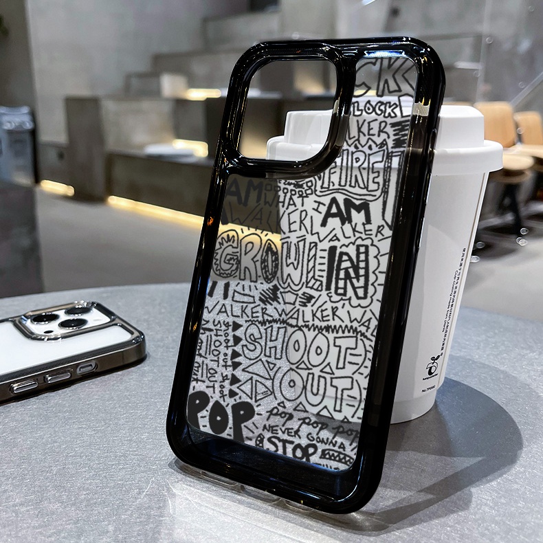 เคสสําหรับ iphone 7 8 Plus X XS Max SE 11 12 13 14 15 Pro Max Plus Series BLACK POP TPU เคสโทรศัพท์โปร่งใสนุ่ม