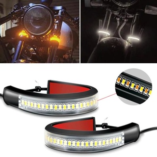 แถบไฟเลี้ยว LED 3014 SMD 12V ยืดหยุ่น สีเหลือง สีขาว สําหรับรถจักรยานยนต์