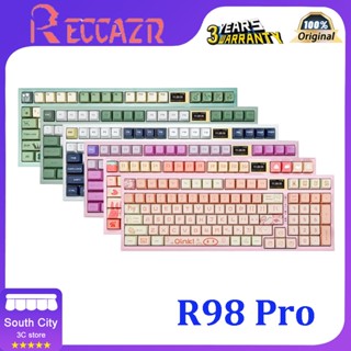 Reccazr R98 Pro คีย์บอร์ดไร้สาย 3 โหมด OLED ฐานปะเก็นร้อน RGB