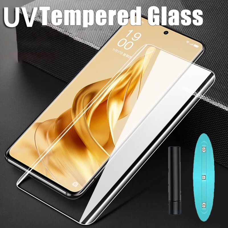 กาว UV กระจกนิรภัยใช้สำหรับ OPPO Find X8 X7 Ultra X6 X5 X3 X2 Reno 12 11 10 8T 9 6 Pro+ Plus 4G 5G 2024
