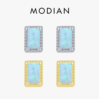 Modian ต่างหูสตั๊ด เงินแท้ 925 จี้โอปอล ทรงสี่เหลี่ยมผืนผ้า สไตล์วินเทจ เครื่องประดับ สําหรับผู้หญิง