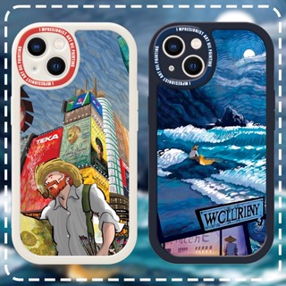 เคสโทรศัพท์มือถือ กรอบกลม ลายการ์ตูนภาพวาดสีน้ํามัน Van Gogh สําหรับ iPhone 7 8 Plus SE2 X XR XS 14 11 12 13