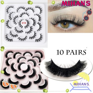 Mih 10 คู่ D Curl Lashes ต่อขนตา เครื่องมือแต่งหน้า เหมือนต่อขนตา แถบต่อขนตาธรรมชาติ