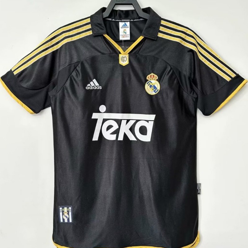 เสื้อกีฬาแขนสั้น ลายทีมฟุตบอล Real Madrid 1998-00 Real Madrid Away สไตล์วินเทจ แห้งเร็ว ไซซ์ S-2XL A