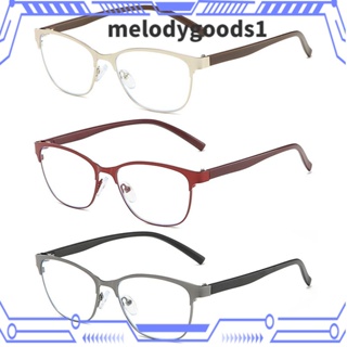 Melodygoods1 แว่นตาอ่านหนังสือ แบบครึ่งกรอบ โลหะ สําหรับผู้ชาย และผู้หญิง