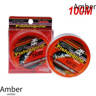 Amber สายเชือกตกปลา คาร์บอนฟลูออโรคาร์บอน 100% ยาว 100 ม. ทนทาน