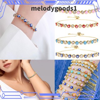 Melodygoods1 สร้อยข้อมือ กําไลข้อมือ รูปตาชั่วร้าย ปรับได้ เครื่องประดับหยดน้ํา สําหรับผู้หญิง