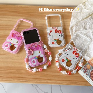 เคสโทรศัพท์มือถือเจลนิ่ม กันกระแทก ลายแมวนําโชค Melody พร้อมสายคล้องข้อมือ สําหรับ Motorola Moto Razr 40 Ultra