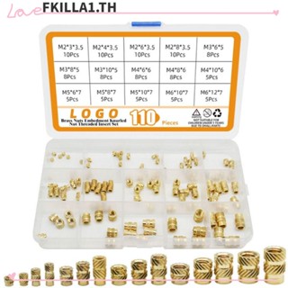 FACCFKI น็อตเกลียว ตัวเมีย ทองเหลือง M2 M3 M4 M5 M6 สําหรับหัวฉีดพิมพ์ 3D 110 ชิ้น