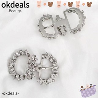 OKDEALS 2 ชิ้น คลิปรองเท้า ผู้หญิง เลดี้ ส้นสูง รองเท้าแตะคริสตัล ตกแต่ง