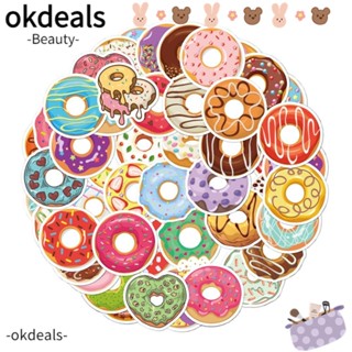 OKDEALS สติกเกอร์ ลายโดนัทน่ารัก สีสันสดใส สําหรับติดตกแต่งกระเป๋าเดินทาง แล็ปท็อป