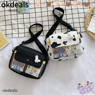 OKDEALS กระเป๋าสะพายไหล่ กระเป๋าเมสเซนเจอร์ ผ้าแคนวาส ลําลอง สําหรับผู้หญิง