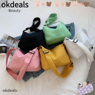 OKDEALS กระเป๋าสะพายไหล่ ผ้าแคนวาส จุของได้เยอะ แฟชั่นสําหรับสตรี