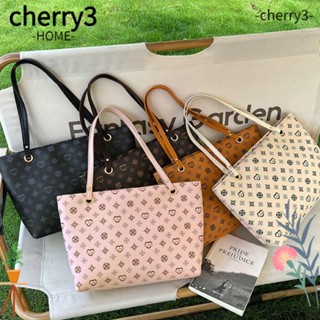 Cherry3 กระเป๋าถือ กระเป๋าสะพายไหล่ สะพายข้าง หนัง Pu ความจุสูง สีพื้น สําหรับแม่ และเด็ก