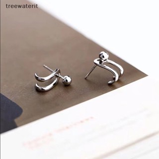 Tr JEWELRY ต่างหูเม็ดเดี่ยว เงิน S925 ประดับลูกปัด สไตล์เกาหลี เรียบง่าย แฟชั่น