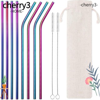 Cherry3 หลอดโลหะ ทรงโค้ง ใช้ซ้ําได้ อุปกรณ์เสริม สําหรับบาร์ ปาร์ตี้ 4 6 8 ชิ้น