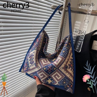 Cherry3 กระเป๋าถือ กระเป๋าสะพายไหล่ แบบนิ่ม แบบพกพา สไตล์ชนเผ่า สําหรับช้อปปิ้ง