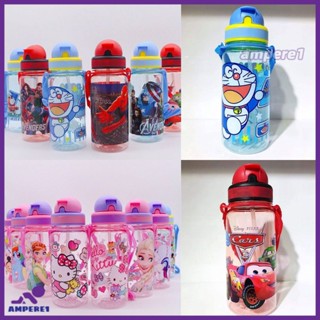 350/500Ml Disney ถ้วยสำหรับเด็ก Straw Hello Kitty Princess Spiderman เครื่องดื่มพลาสติกตรงปุ่มเครื่องดื่มการ์ตูนกีฬากลางแจ้งขวดน้ำ-AME1 -AME1