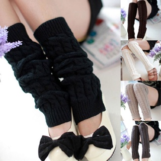 Women Winter Warm Leg Warmers Cable Knit Knitted Crochet Long Socks Boot Cuffs