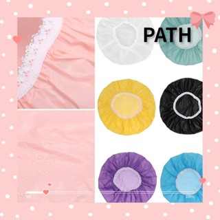 PATH หมวกคลุมผมอาบน้ํา แบบยืดหยุ่น สีพื้น สําหรับร้านเสริมสวย ห้องน้ํา