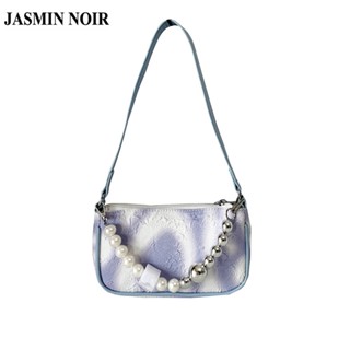 Jasmin NOIR กระเป๋าสะพายไหล่ กระเป๋าถือ ผ้าไนล่อน ทรงสี่เหลี่ยม ใบยาว ขนาดเล็ก สําหรับสตรี