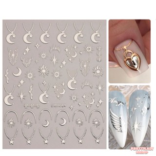 ANNIES แผ่นแปะเล็บสไตล์โมร็อกโก Gold Silver Star Moon Love Feather Waterproof Stickers [prettylady]