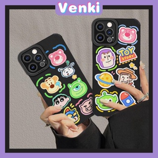 Venki - เข้ากันได้สำหรับ เคส iphone 11 เคสไอโฟน เคสไอโฟน11  เคสหนังนิ่มเส้นแนวตั้งกันกระแทกเคสโทรศัพท์สีดำตัวป้องกันกล้องตัวการ์ตูนน่ารักเข้ากันได้กับ iPhone 14 13 Pro max 12 Pro max XR XS