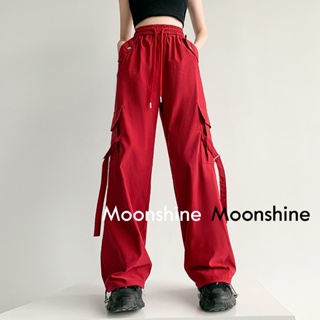 Moon  กางเกงขายาว คาร์โก้ กางเกง เชือกอเมริกันคลาสิค Cargo pants 2023 NEW  072624 ทันสมัย Chic คุณภาพสูง Korean Style A90M00A 36Z230909