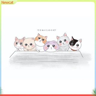 {Newcat} สติกเกอร์ ลายกระเบื้องแมวน่ารัก ทนความร้อน กันน้ํามัน สําหรับตกแต่งห้องครัว ห้องน้ํา