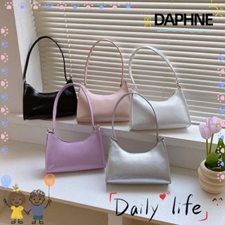 Daphne กระเป๋าถือ กระเป๋าสะพายไหล่ สะพายข้าง หนัง Pu ทรงโท้ท ความจุสูง สีพื้น สไตล์มินิมอล สําหรับเด็กผู้หญิง