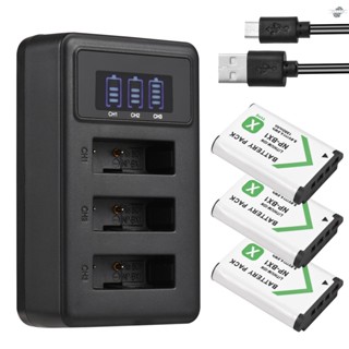 {fly} NP-BX1 Battery Charger 3-Slot with LED Indicators + 3pcs NP-BX1 Batteries 3.6V 1350mAh with USB Charging Cable Replacement for  DSC-RX100/DSC-RX100 II/DSC-RX100M II/DSC-R