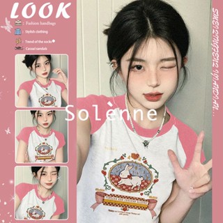 Solenne  เสื้อครอป เสื้อยืดผู้หญิง ครอป baby tee สาวเรโทร 2023 NEW Style Korean Style ทันสมัย พิเศษ ทันสมัย A99J31K 36Z230909