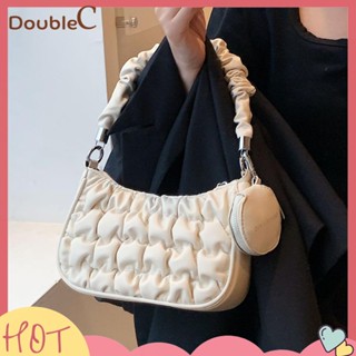 【Double C 】✿   กระเป๋าสะพายไหล่ กระเป๋าถือ หนัง PU แบบนิ่ม ขนาดมินิ หรูหรา สําหรับสตรี