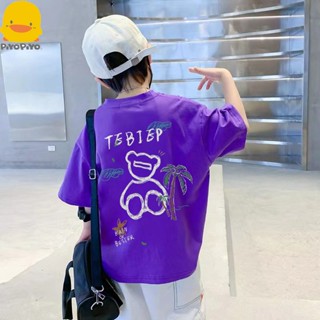 ✨พร้อมส่ง เสื้อยืดคอกลม แขนสั้น ผ้าฝ้ายแท้ พิมพ์ลายการ์ตูน ดูดซับเหงื่อ ระบายอากาศ เหมาะกับฤดูร้อน สําหรับเด็กผู้ชาย 1-14 ปี