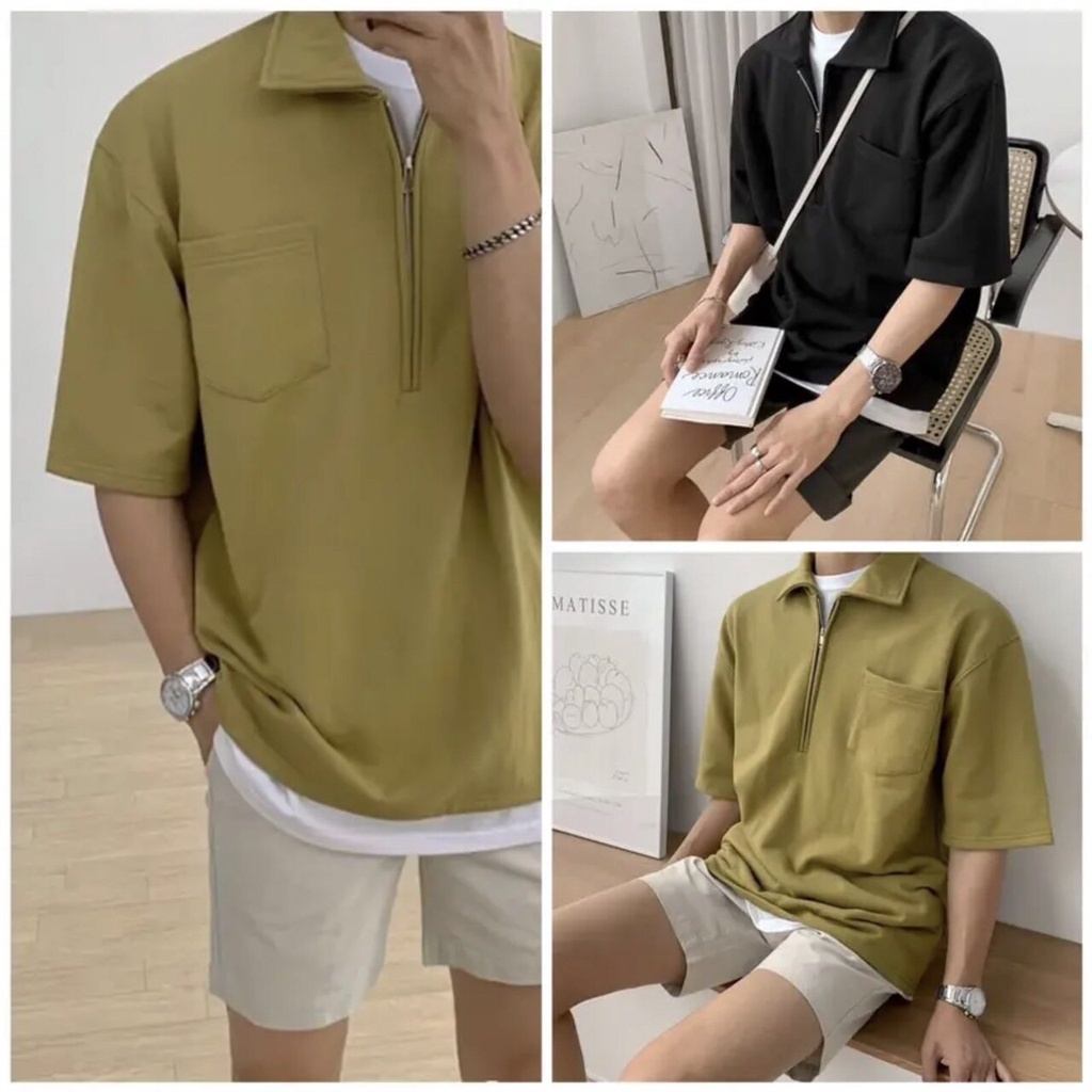 StylePop เสื้อ POLO เกาหลี คอซิป ใส่สบาย S5