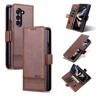 เคสหนัง PU ฝาพับ พร้อมช่องใส่บัตร ขาตั้ง สําหรับ Samsung Galaxy Z Fold5 Fold4 Fold3 GalaxyZ Fold 3 4 5