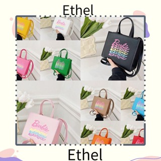 Ethel1 กระเป๋าถือ กระเป๋าสะพายไหล่ หนัง Pu ลายกราฟฟิตี้บาร์บี้ สีรุ้ง ความจุสูง แบบพกพา สําหรับเด็กผู้หญิง